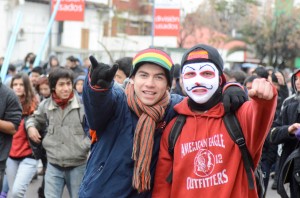 A pair of protesters  attended a march of around 150,000 people on Aug. 28. Protesters often wear face paint or costumes. Those at marches include students, parents, siblings and workers.