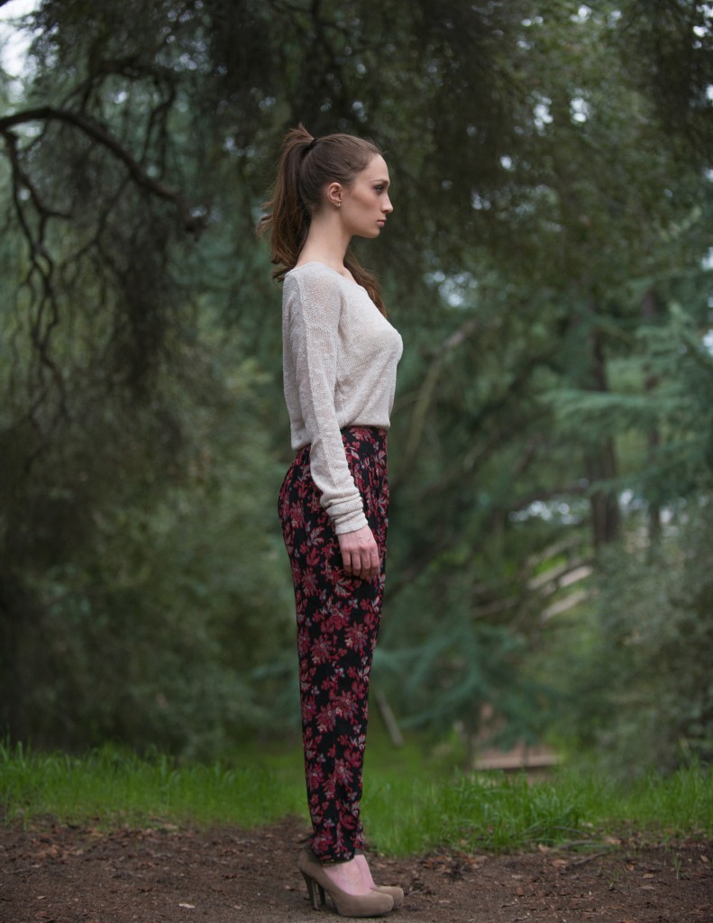 Keene Los Angeles Olivaceous ivory sweater, $56 Urban Outfitters Ecote Ghaliya pleated harem pants, $49