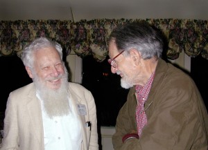 Aumann, left, and Shapley, right, in 2009. Aumann won the Nobel Prize in 2005 for his work in game theory, seven years before Shapley. 