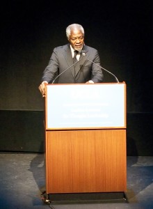 About 1,800 audience members gathered in Royce Hall Thursday night to listen to Kofi Annan, a former U.N. secretary-general recount his experiences.