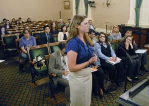 Complaints have been filed against college administrations across the country regarding their handling of sexual assaults. Above, Annie E. Clark, a graduate of University of North Carolina at Chapel Hill, speaks to the committee about her experience.