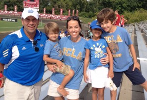 Salcedo with his wife and kids, each one in UCLA gear.