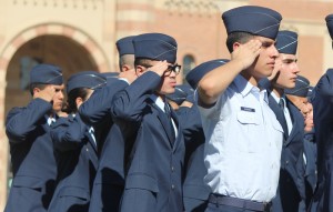 About 100 people attended UCLA's Veterans Day ceremony, which took place on Friday in Wilson Plaza.