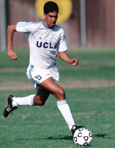 Salcedo playing soccer for the UCLA Bruins in his college days.