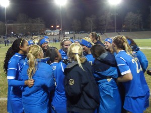 The UCLA women's soccer team celebrated after defeating the University of North Carolina – Chapel Hill Tar Heels, last year's national champions. 