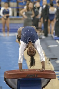 Senior Olivia Courtney's 9.975 score on the vault was the highest score of any event in UCLA's meet against Florida.