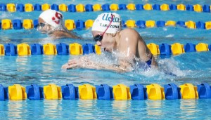 Junior butterfly swimmer Noelle Tarazona finished tenth overall in the 100 meter butterfly, and according to coach Cindy Gallagher, is "on the bubble for a national team." (Jose Ubeda/Daily Bruin staff)