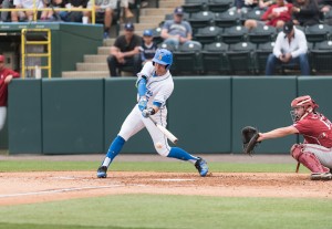 Freshman right fielder Garrett Mitchell knocked in three runs for the Bruins against Utah on Sunday. He is hitting .247 this season with 21 RBI, but is still on the hunt for his first home run. (Isabelle Roy/Daily Bruin senior staff)