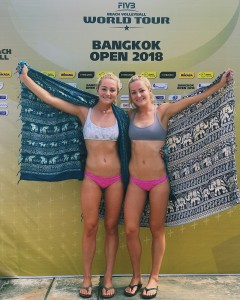 After winning the national title, the McNamara’s traveled to Thailand to compete in their first-ever professional tournament. The pair defeated Spain in the quarterfinals but falling to them in the semifinals, finished 4th overall. (Photo courtesy Nicole and Megan McNamara)